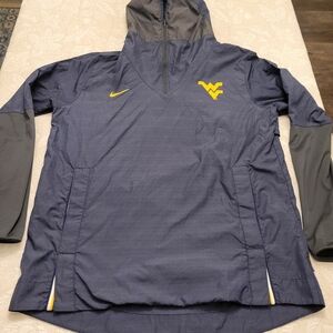 Nike West Virginia Blue And Gray Hooded Jacket Mountaineers Large On Field
